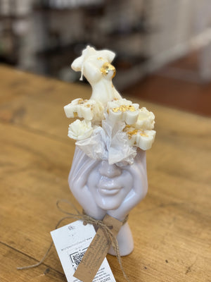 Body, Roses, Butterflies White with Gold Candle & Wax Melt Bouquet