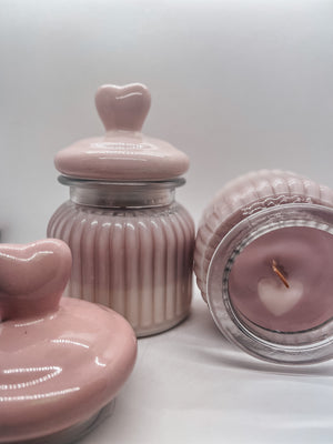Japanese Cherry Blossom Ombre Heart Embedded Candle | 10oz